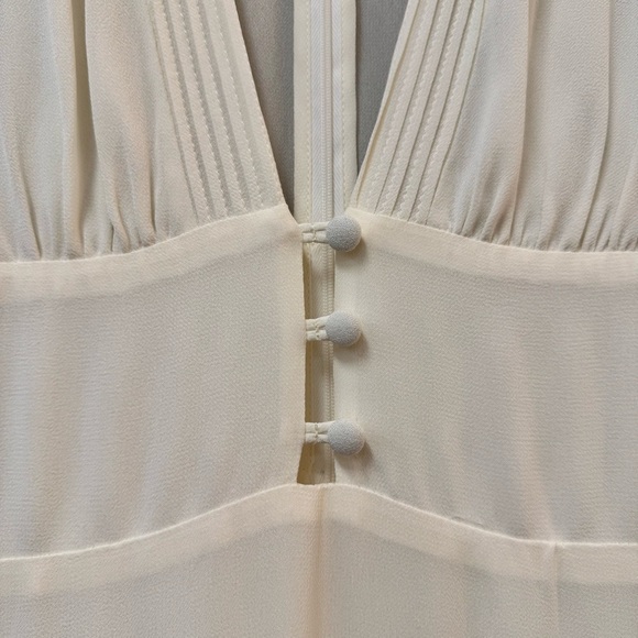 Reformation Ginny Lace-Trimmed Pintucked Georgette Midi Dress Size 6 Ivory White - Picture 4 of 15